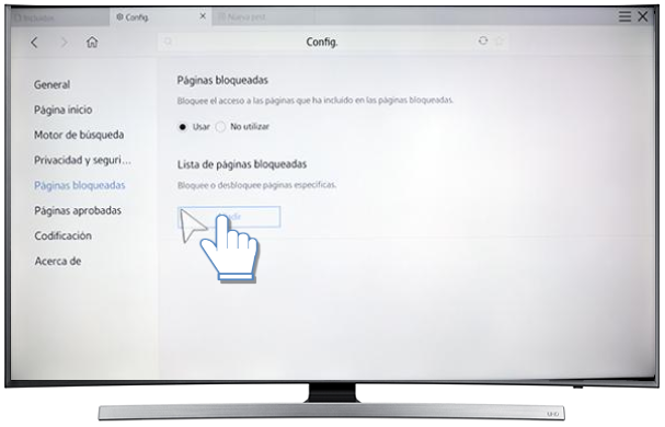 Smart TV Curvo/JU7500 - ¿Cómo bloquear una página web en el Explorador web?