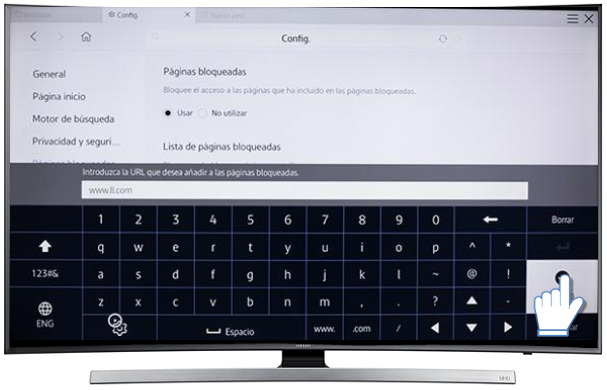 Smart TV Curvo/JU7500 - ¿Cómo bloquear una página web en el Explorador web?