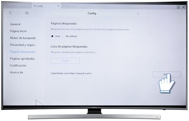 Smart TV Curvo/JU7500 - ¿Cómo bloquear una página web en el Explorador web?