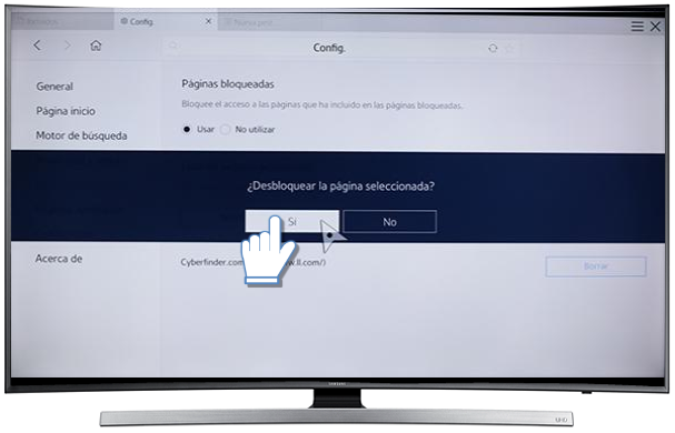 Smart TV Curvo/JU7500 - ¿Cómo bloquear una página web en el Explorador web?