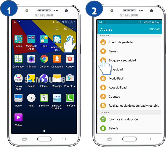 Galaxy J7 - ¿Cómo esTablecer un bloqueo de pantalla por Patrón?