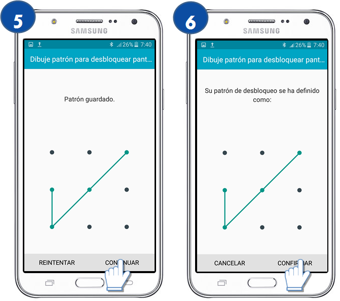Galaxy J7 - ¿Cómo esTablecer un bloqueo de pantalla por Patrón?