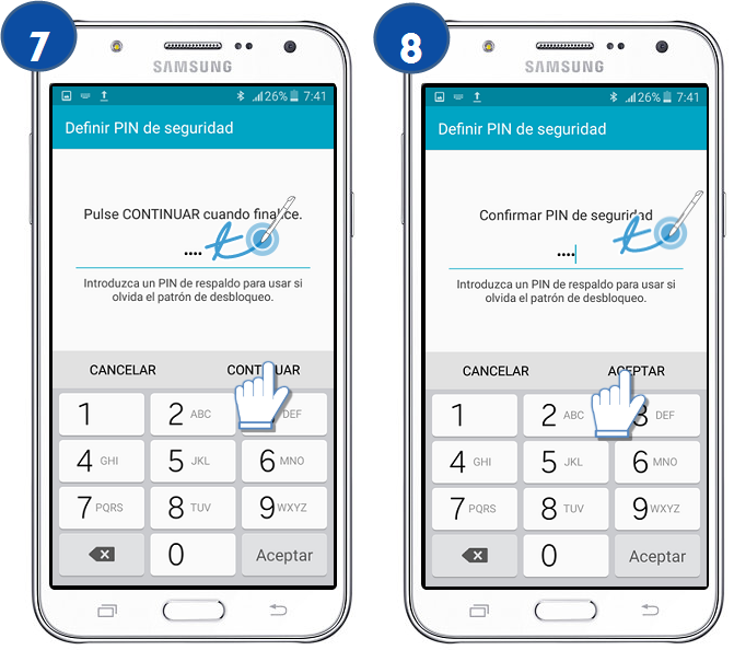 Galaxy J7 - ¿Cómo esTablecer un bloqueo de pantalla por Patrón?