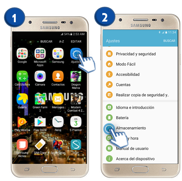 Galaxy J5 Prime - ¿Cómo verificar el estado de almacenamiento en la memoria interna?