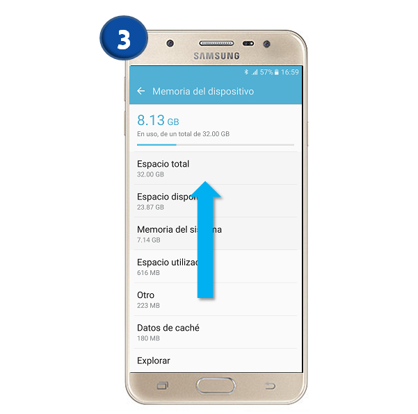Galaxy J5 Prime - ¿Cómo verificar el estado de almacenamiento en la memoria interna?