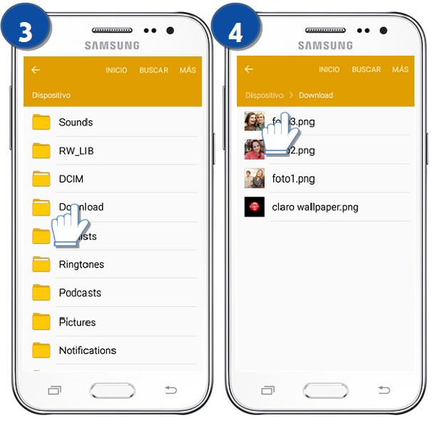 Samsung : Galaxy J2 - ¿Cómo organizar los archivos almacenados en la memoria de mi celular?