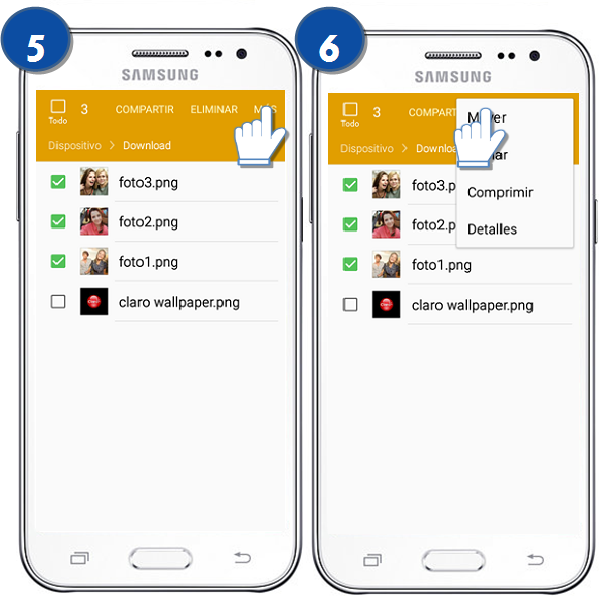 Samsung : Galaxy J2 - ¿Cómo organizar los archivos almacenados en la memoria de mi celular?