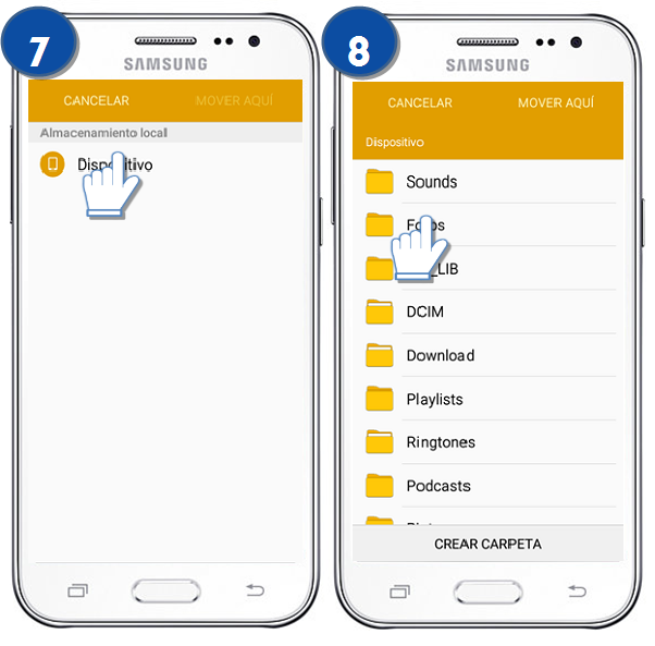 Samsung : Galaxy J2 - ¿Cómo organizar los archivos almacenados en la memoria de mi celular?