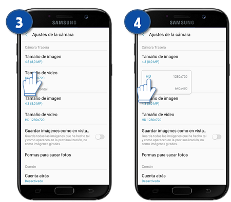 Galaxy A5 (2017) - ¿Cómo ajustar las fotgrafías de la cámara posterior?