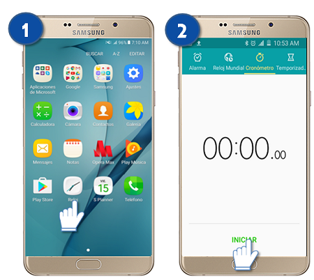 Galaxy A9 - ¿Cómo usar el cronómetro?