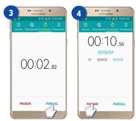 Galaxy A9 - ¿Cómo usar el cronómetro?