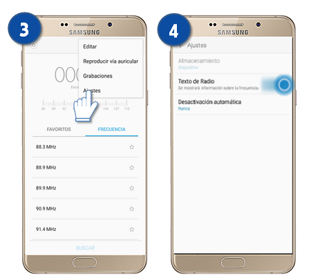 Galaxy A9 - ¿Cómo ver texto en las emisoras?