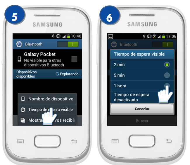 Galaxy Pocket - ¿Cómo establecer el tiempo de visibilidad del Bluetooth?