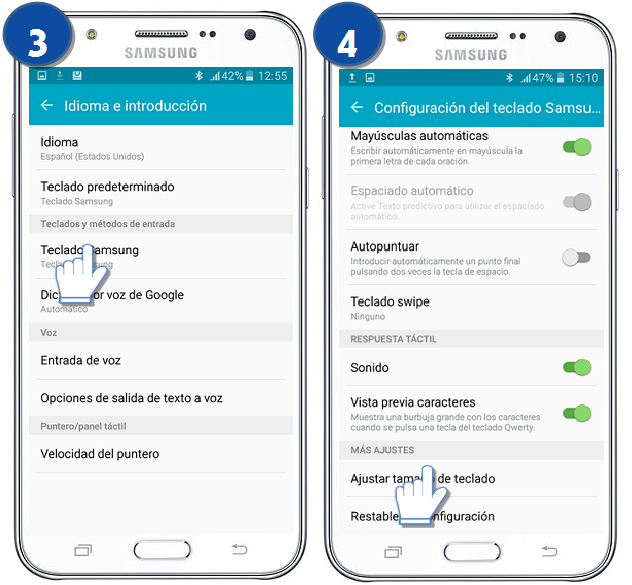 Galaxy J7 - ¿Cómo puedo ajustar el tamaño del teclado?