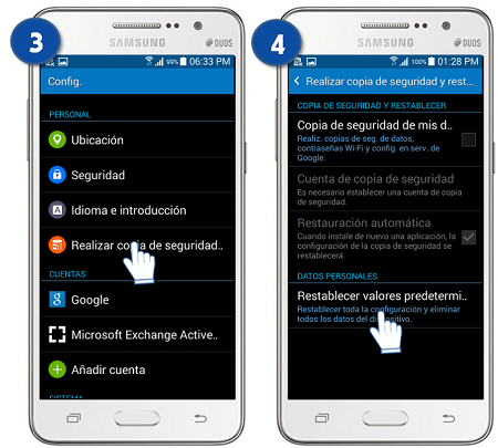 Galaxy Grand Prime - ¿Cómo resTablecer el equipo a su configuración por defecto?