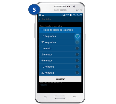 Galaxy Grand Prime - ¿Cómo configurar el tiempo de espera de la pantalla?