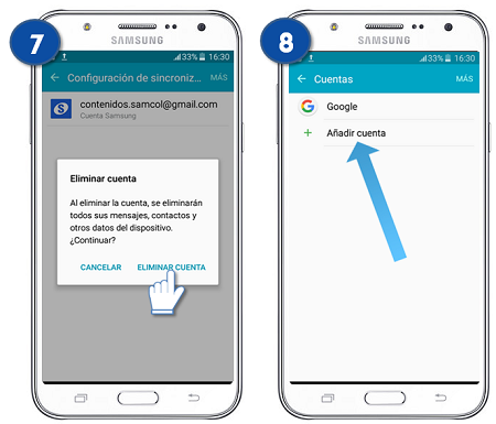 Galaxy J7 - ¿Cómo elimino la cuenta Samsung de mi celular?