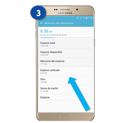 Galaxy A9 - ¿Cómo verificar el estado de almacenamiento en la memoria interna?