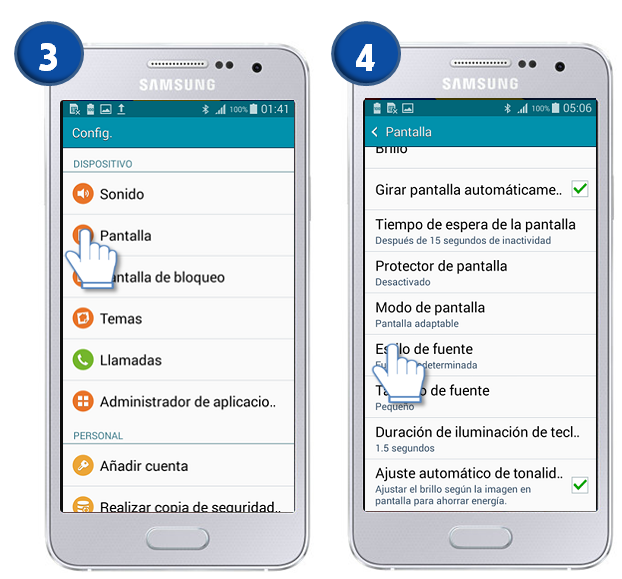 Galaxy A3 - ¿Cómo cambiar el estilo de fuente?