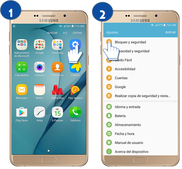 Galaxy A9 - ¿Cómo esTablecer bloqueo de pantalla a través de Huella digital?