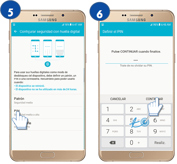 Galaxy A9 - ¿Cómo esTablecer bloqueo de pantalla a través de Huella digital?