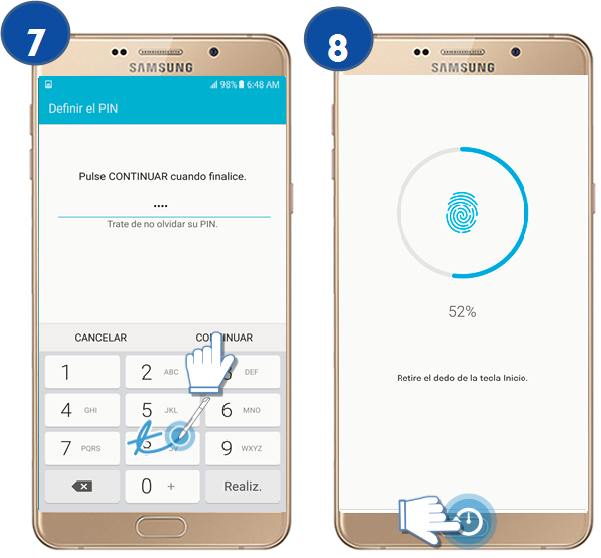 Galaxy A9 - ¿Cómo esTablecer bloqueo de pantalla a través de Huella digital?