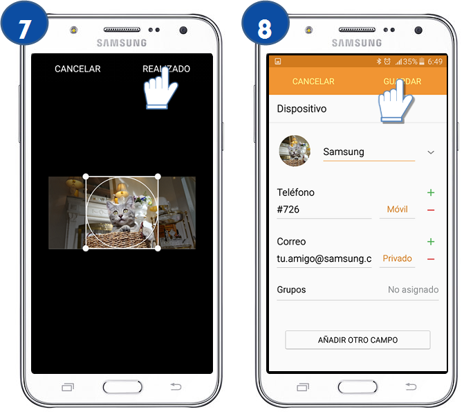 Galaxy J7 - ¿Cómo puedo agregar una imagen a un contacto?