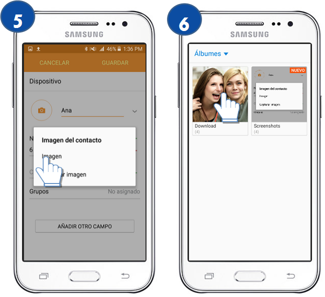 Galaxy J2 - ¿Cómo puedo agregar una imagen a un contacto?