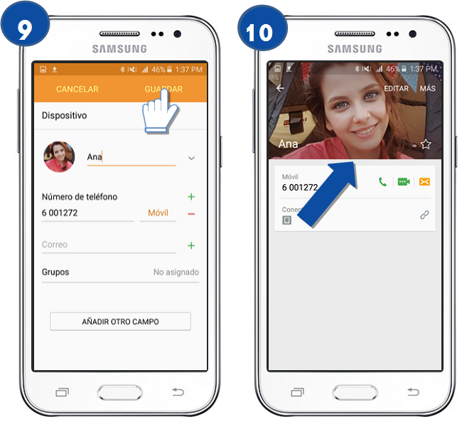 Galaxy J2 - ¿Cómo puedo agregar una imagen a un contacto?