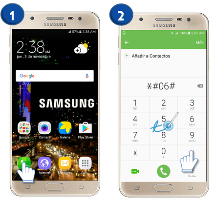 Galaxy J5 Prime - ¿Cómo verificar el número de IMEI con código telefónico?