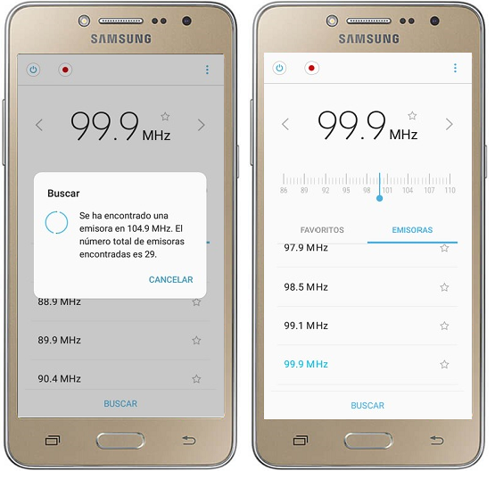 Galaxy J2 Prime - ¿Cómo buscar frecuencias de radio?