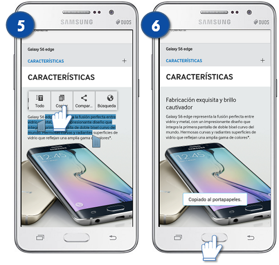 Galaxy Grand Prime - ¿Cómo copiar y pegar texto?