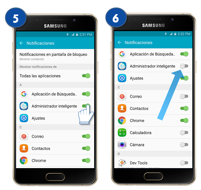 Galaxy A5 (2016) - ¿Cómo mostrar notificaciones con la pantalla bloqueada?