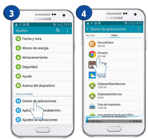 Galaxy E5 - ¿Cómo verificar el modelo en tu dispositivo y la versión de Android?