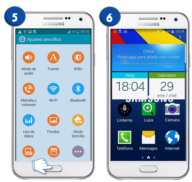 Galaxy E5 - ¿Qué es y cómo activar el Modo Sencillo o Modo fácil?