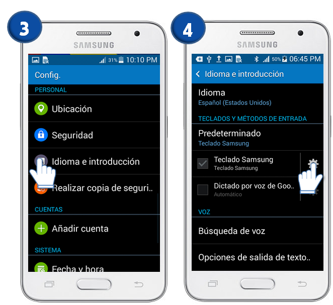 Galaxy Core2 - ¿Cómo cambiar el diseño del teclado a 3x4?
