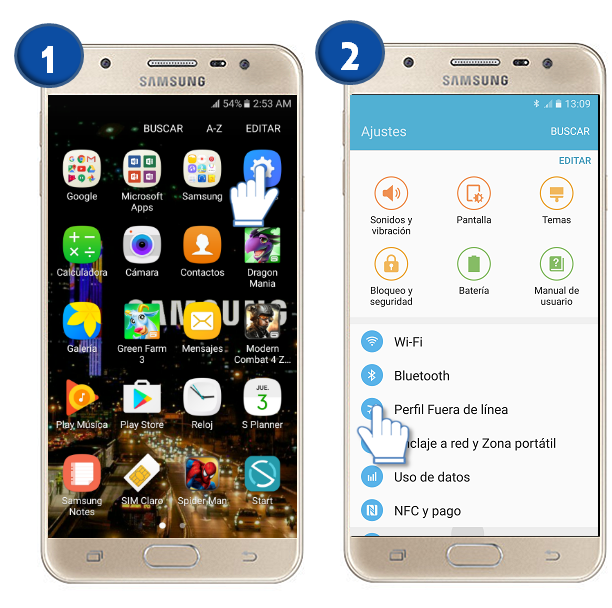 Galaxy J5 Prime: ¿Cómo ajustar el perfil fuera de línea?