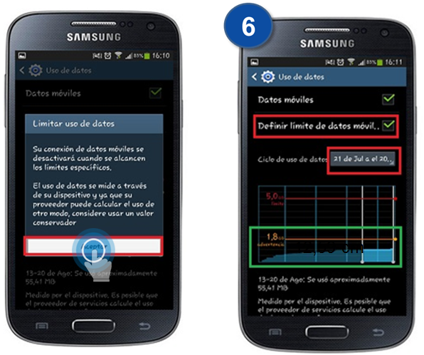 Galaxy S4 - ¿Cómo limitar el uso de mis datos móviles?