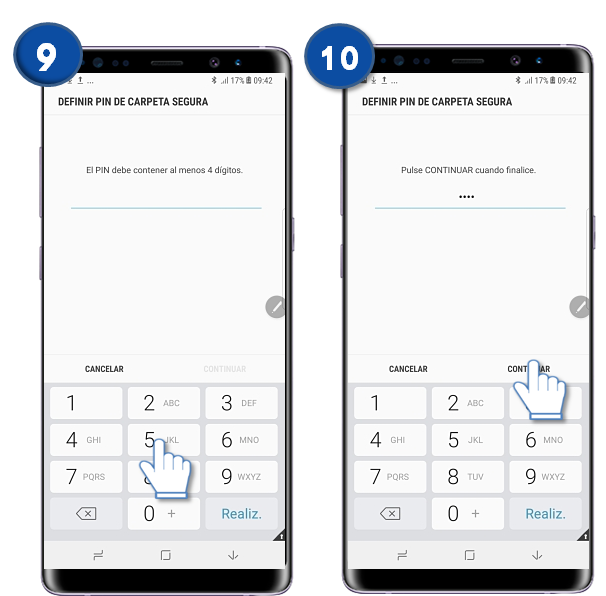 Galaxy Note8 - ¿Qué es y cómo cambiar el tipo de bloqueo de la carpeta segura?