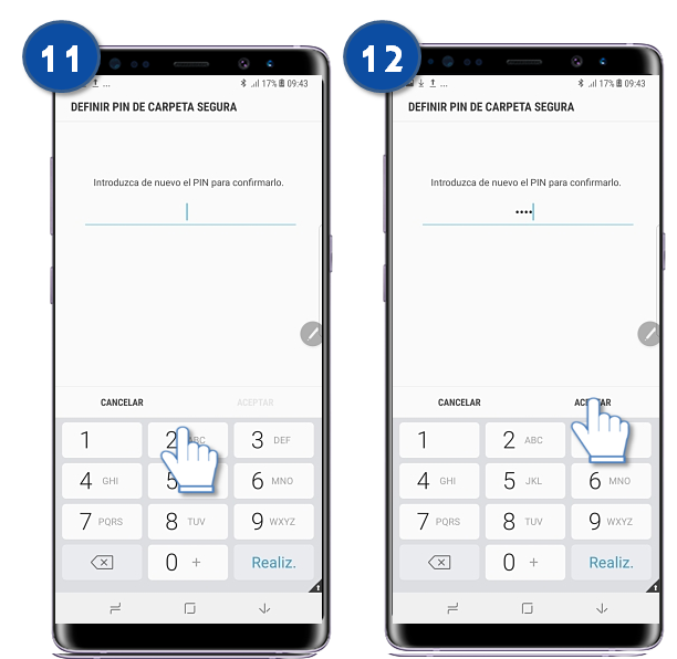 Galaxy Note8 - ¿Qué es y cómo cambiar el tipo de bloqueo de la carpeta segura?