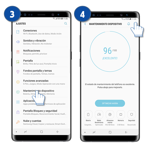 Galaxy Note8 - ¿Cómo crear un acceso directo de la función Mantenimiento dispositivo?