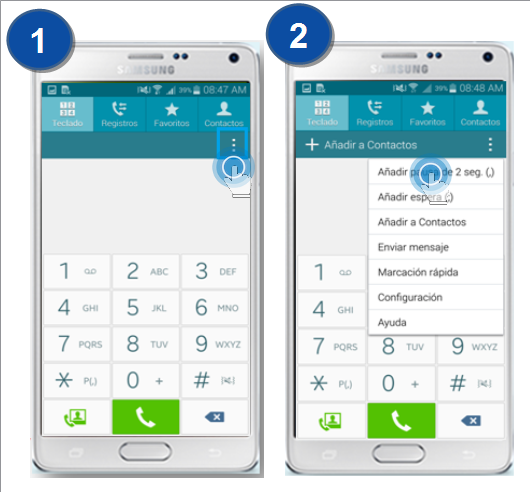 Galaxy Note4 - ¿Para qué sirve la opción Añadir pausa de 2 seg?