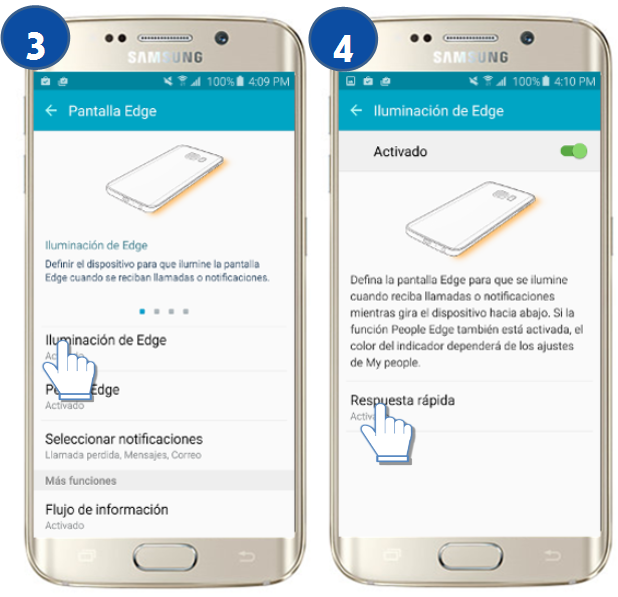 Galaxy S6 Edge - ¿Cómo configurar respuesta rápida?