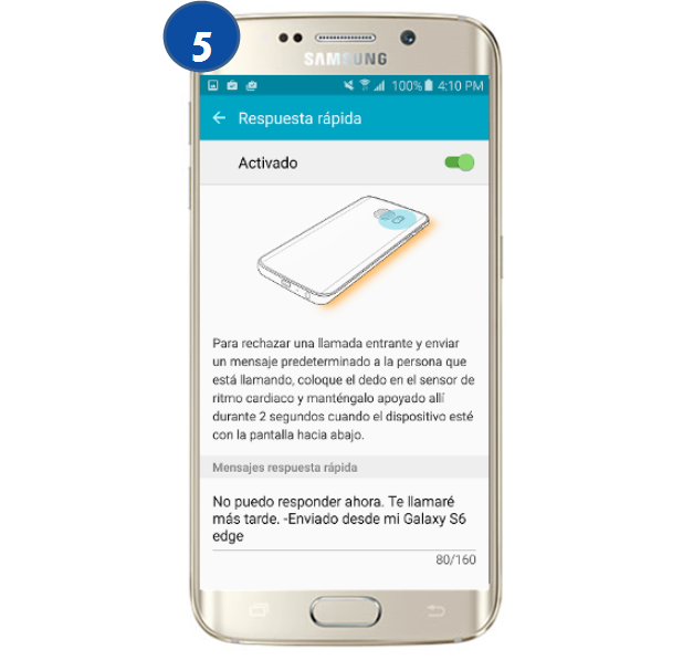 Galaxy S6 Edge - ¿Cómo configurar respuesta rápida?