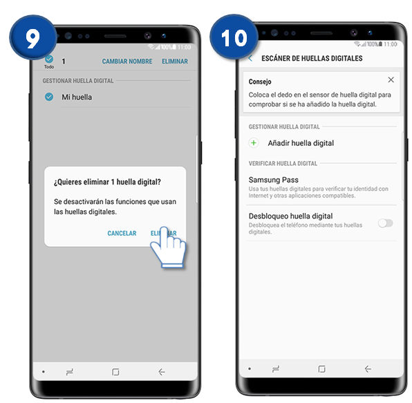 Galaxy Note8 : ¿Qué es y cómo eliminar contraseña por huella?