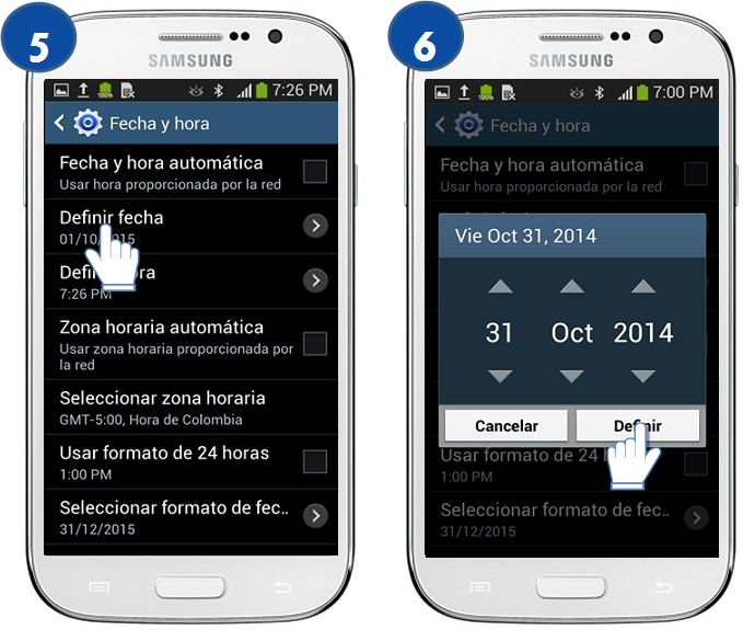 Galaxy Grand Neo - ¿Cómo ajustar la fecha y hora de forma manual?