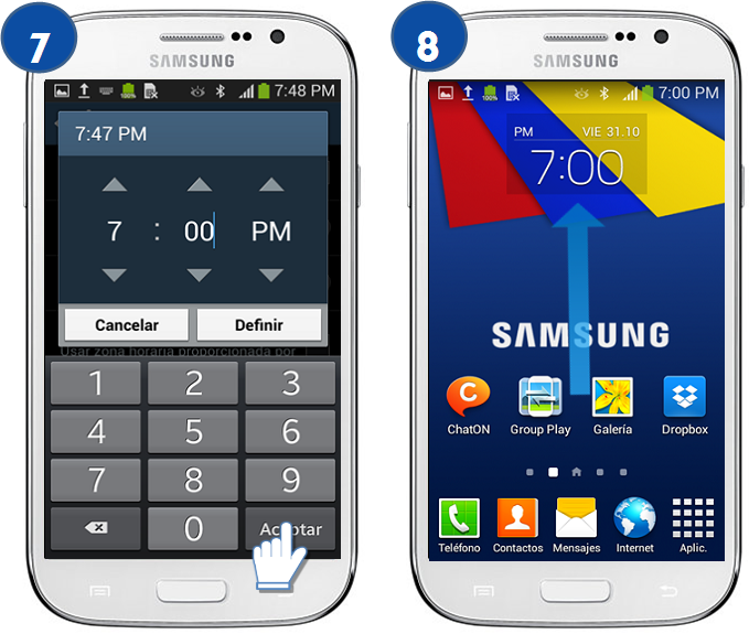 Galaxy Grand Neo - ¿Cómo ajustar la fecha y hora de forma manual?