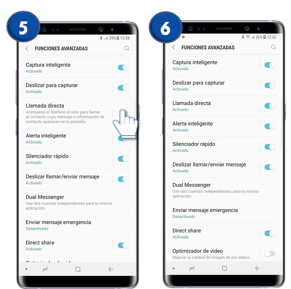 Galaxy Note8 - ¿Qué es y cómo activar la función llamada directa?