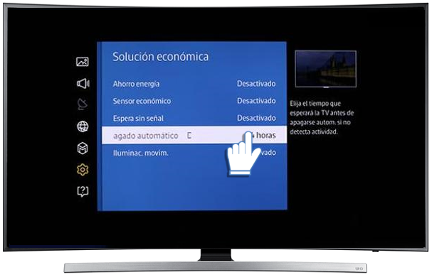 Smart TV Curvo/JU7500 - ¿Qué es y cómo configurar el Apagado automático?