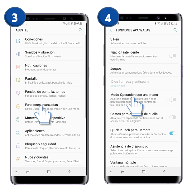 Galaxy Note8: ¿Qué es y cómo utilizar la operación con una mano?